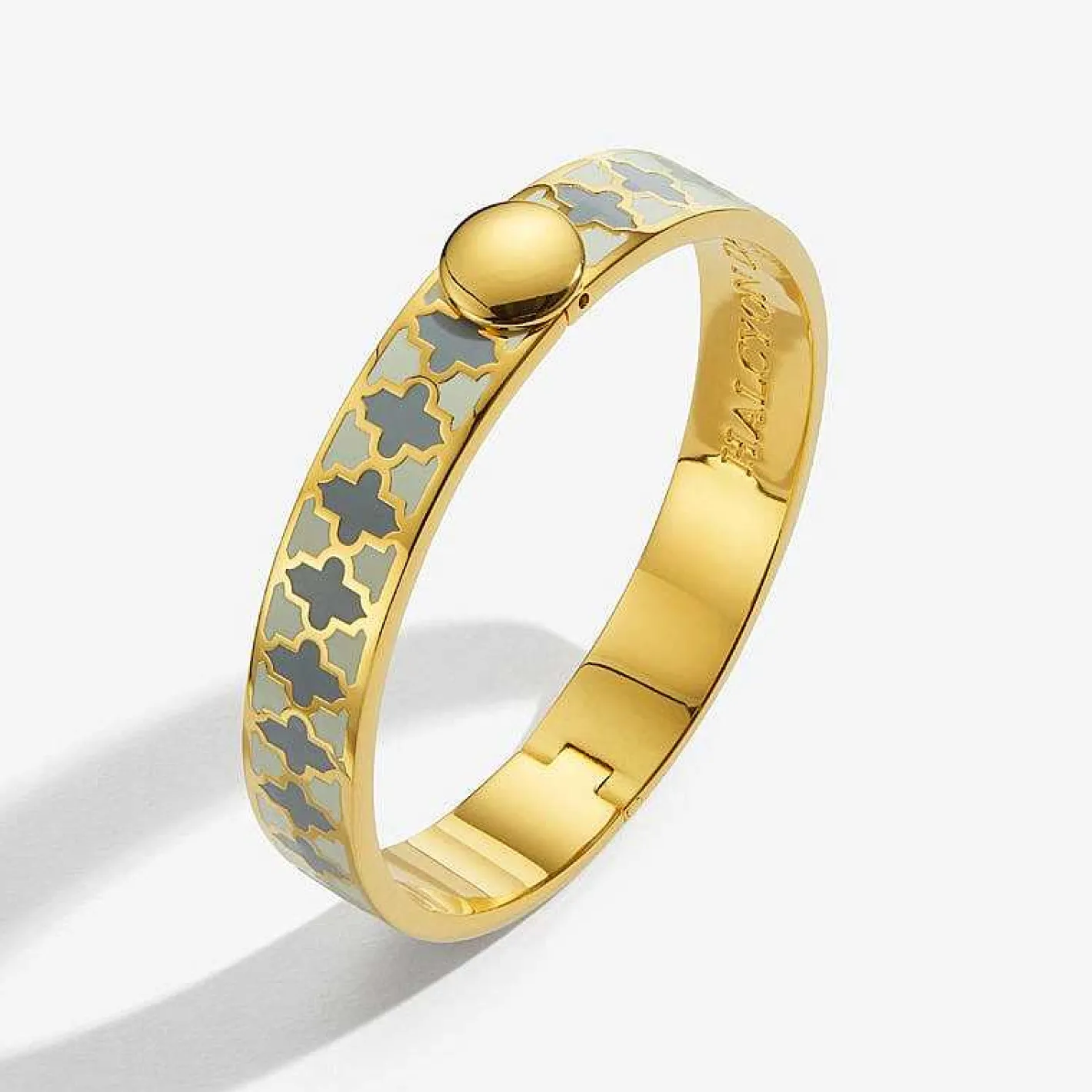 Halcyon Days Hinged Bangles*Agama Cream & Gold Hinged Bangle |