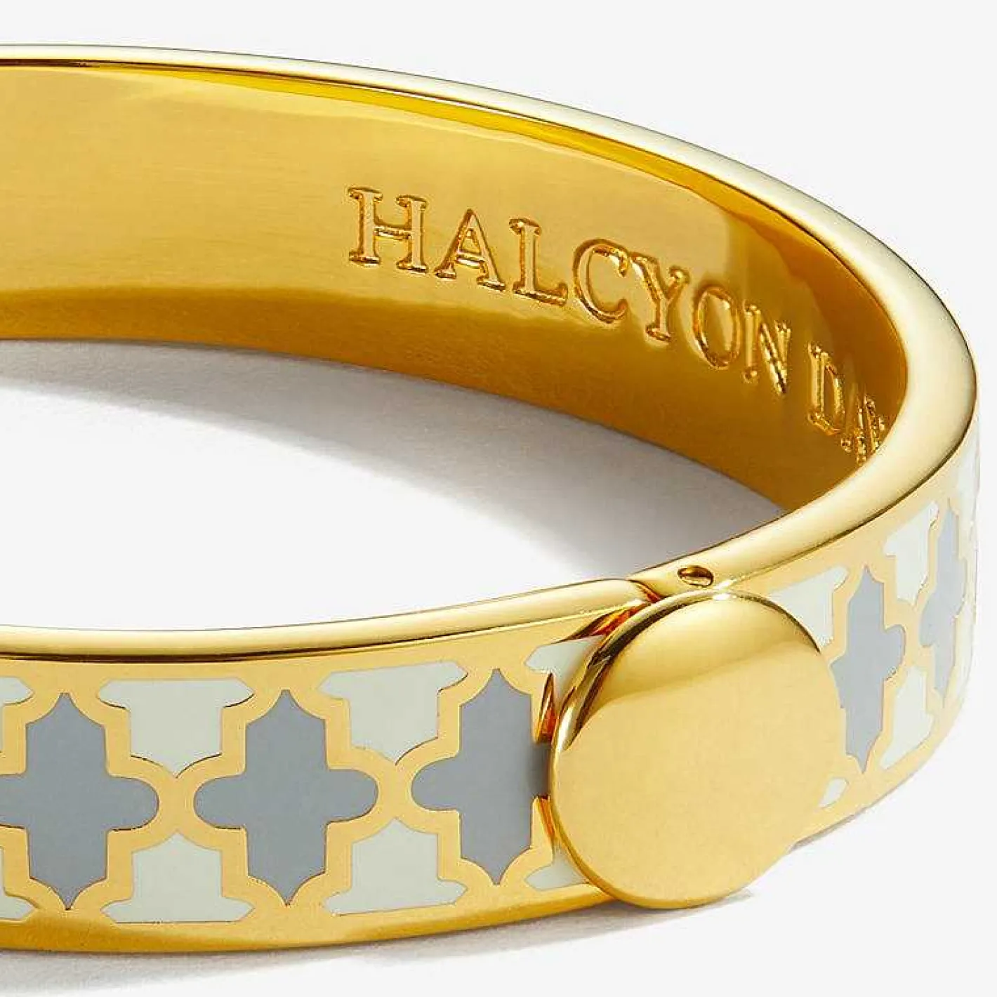Halcyon Days Hinged Bangles*Agama Cream & Gold Hinged Bangle |