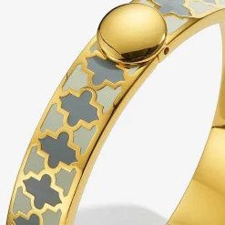 Halcyon Days Hinged Bangles*Agama Cream & Gold Hinged Bangle |