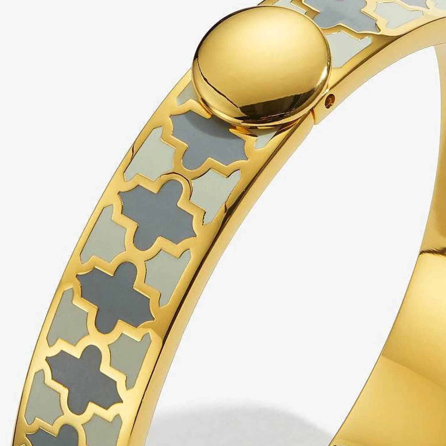 Halcyon Days Hinged Bangles*Agama Cream & Gold Hinged Bangle |