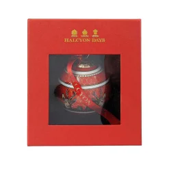 Halcyon Days Baubles*Antler Trellis & Stag Red Christmas Bauble |