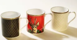 Halcyon Days Mugs*Antler Trellis Fine Bone China Ivory Mug |