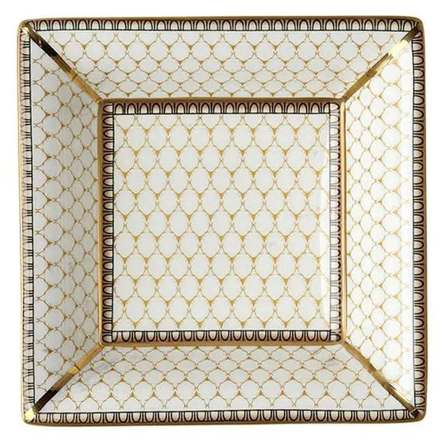 Halcyon Days Trinket Trays & Boxes*Antler Trellis Square Tray Ivory |