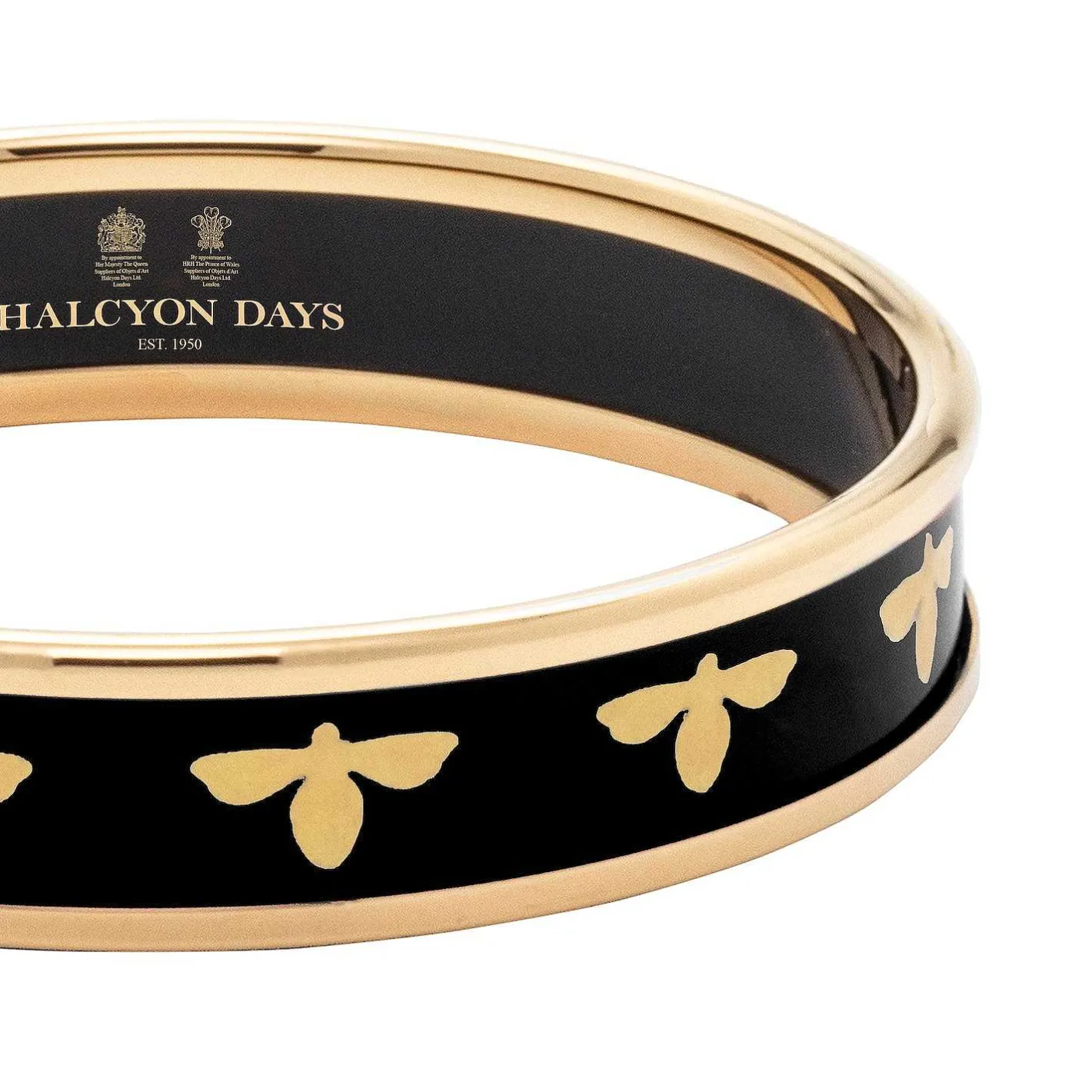 Halcyon Days Enamel Bangles*Bee Black & Gold Enamel Bangle