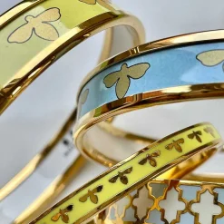 Halcyon Days Enamel Bangles*Bee Enamel Bangle In Buttercup & Gold |