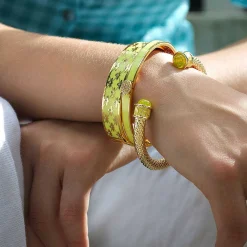 Halcyon Days Yellow*Bee Sparkle Trellis Buttercup & Gold Bangle |