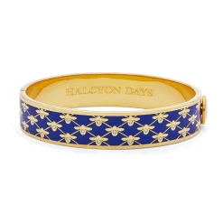 Halcyon Days Hinged Bangles*Bee Sparkle Trellis Cobalt Gold Bangle |