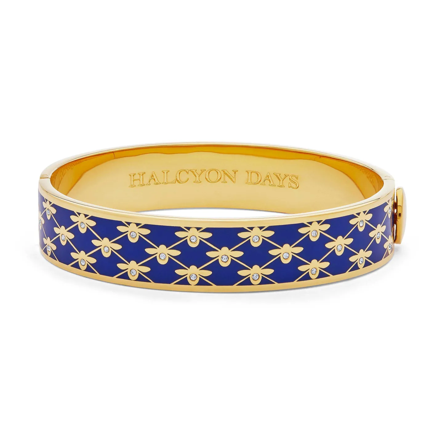 Halcyon Days Hinged Bangles*Bee Sparkle Trellis Cobalt Gold Bangle |