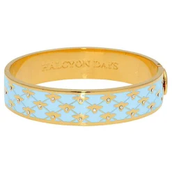 Halcyon Days Hinged Bangles*Bee Sparkle Trellis Forget-Me-Not & Gold Bangle |