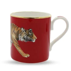 Halcyon Days Mugs*Big Cat Tiger Fine Bone China Mug, Red