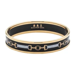 Halcyon Days Enamel Bangles*Bridle Enamel Bangle In Black & Gold |