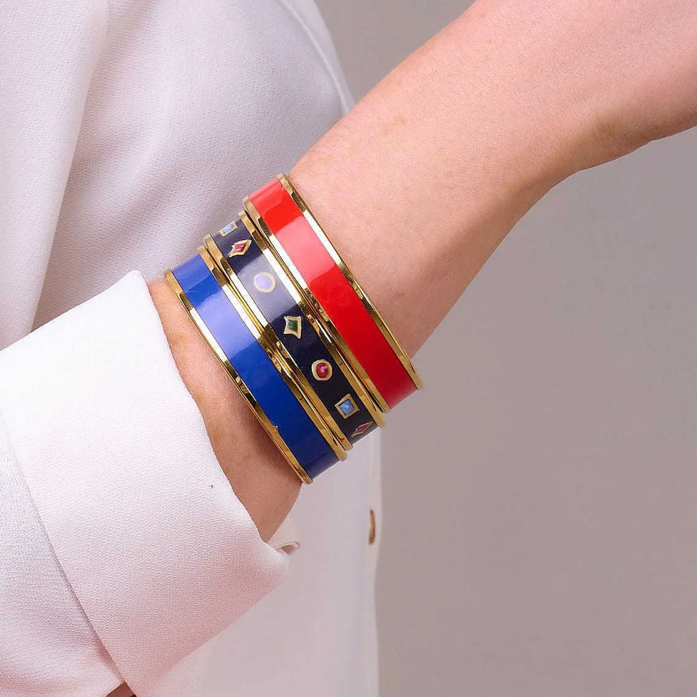 Halcyon Days Enamel Bangles*Butterfly Enamel Bangle In Navy & Gold |