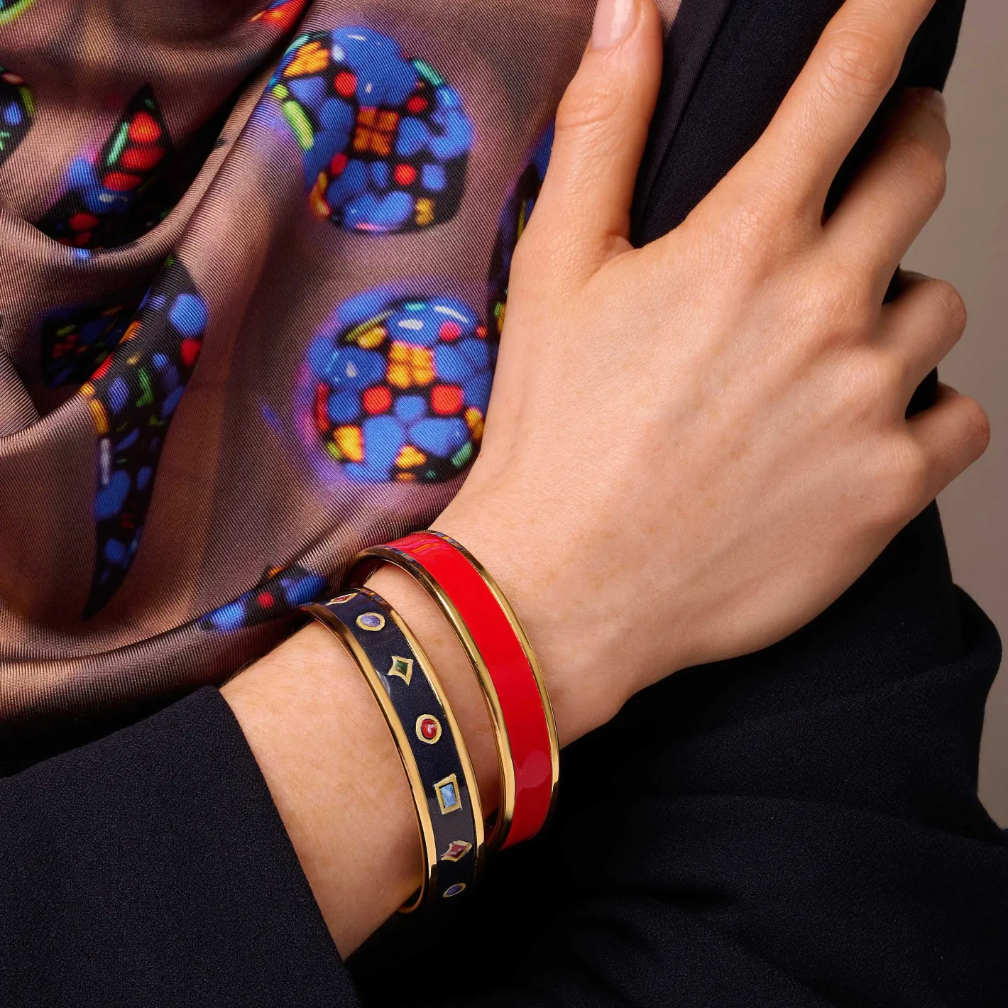 Halcyon Days Enamel Bangles*Butterfly Enamel Bangle In Navy & Gold |