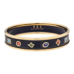 Halcyon Days Enamel Bangles*Butterfly Enamel Bangle In Navy & Gold |