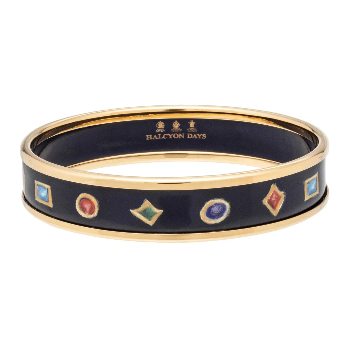 Halcyon Days Enamel Bangles*Butterfly Enamel Bangle In Navy & Gold |