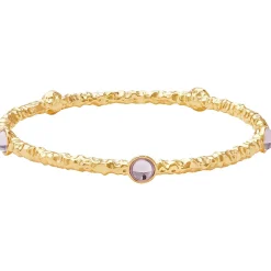Halcyon Days Torque Bangles*Cabochon Rose Quartz & Gold Push-On Bangle |