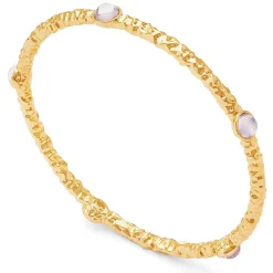 Halcyon Days Torque Bangles*Cabochon Rose Quartz & Gold Push-On Bangle |