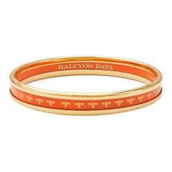 Halcyon Days Enamel Bangles*Christmas Robin Enamel Bangle In Navy & Gold |