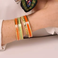 Halcyon Days Enamel Bangles*Christmas Robin Enamel Bangle In Navy & Gold |