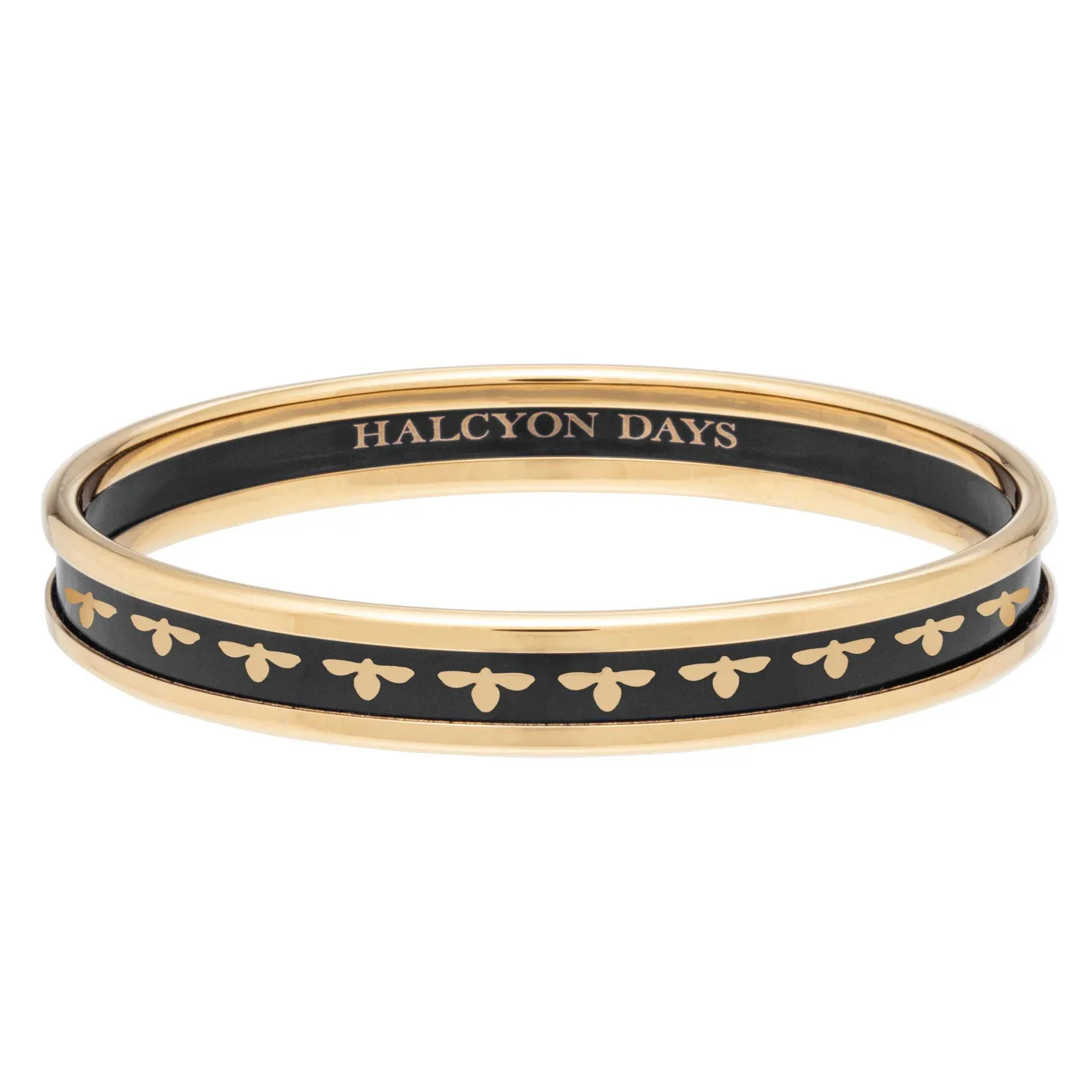 Halcyon Days Enamel Bangles*Christmas Robin Enamel Bangle In Navy & Gold |