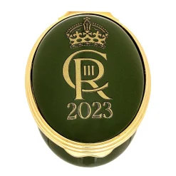 Halcyon Days The Royal Family*Coronation Cypher Enamel Box - Oval