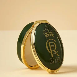 Halcyon Days The Royal Family*Coronation Cypher Enamel Box - Oval