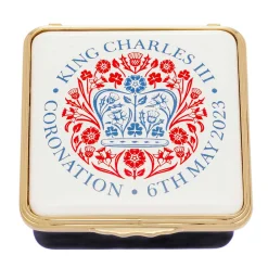 Halcyon Days The Royal Family*Coronation Emblem Enamel Box