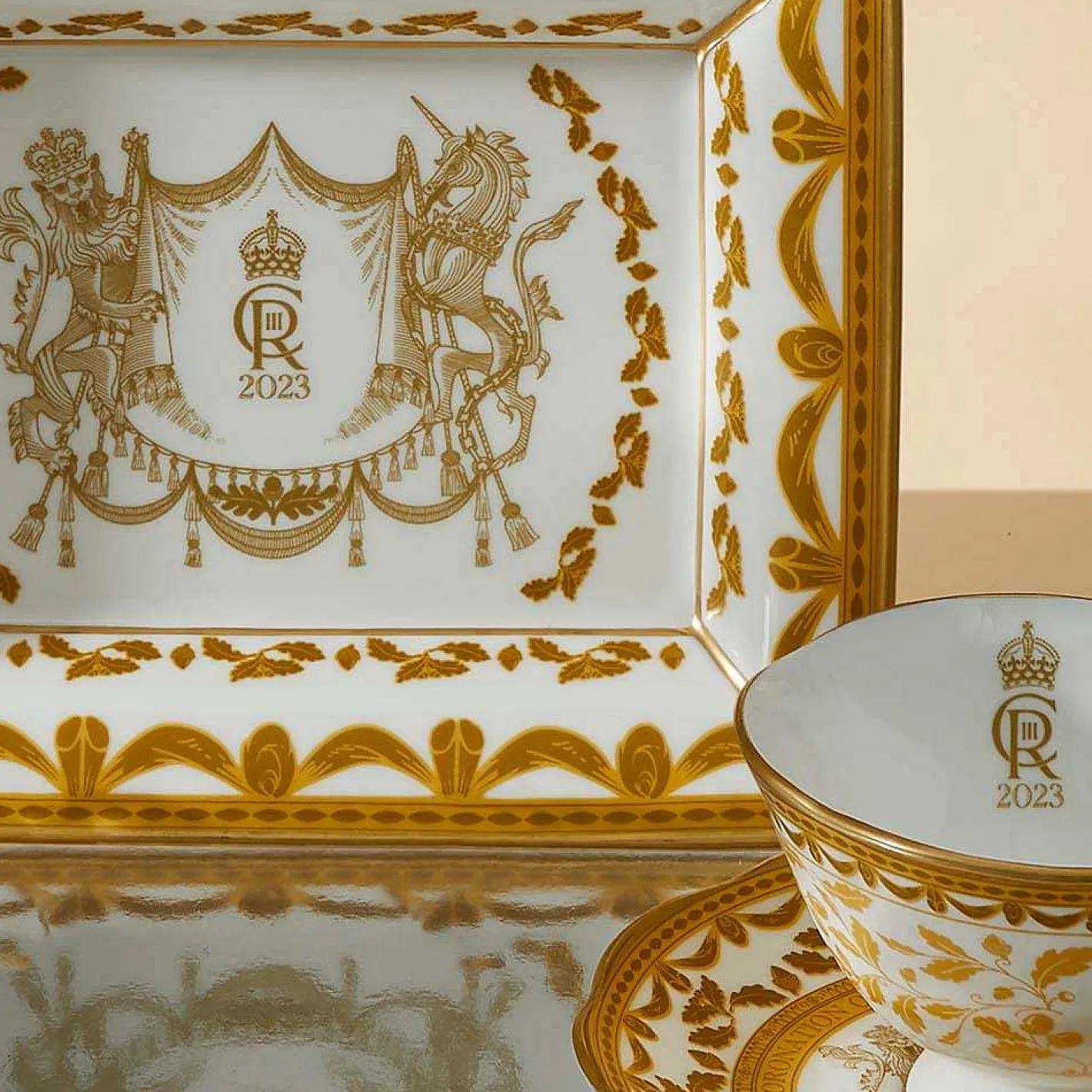 Halcyon Days Trinket Trays & Boxes*Coronation Gold Trinket Tray