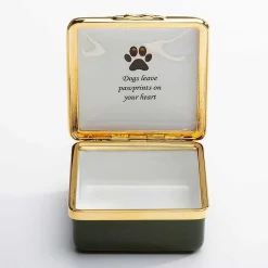 Halcyon Days Message & Occasions*Dogs Leave Pawprints Heart Enamel Box |