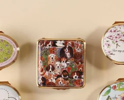 Halcyon Days Message & Occasions*Dogs Leave Pawprints Heart Enamel Box |