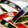 Halcyon Days Enamel Bangles*Elephant Enamel Bangle In Navy & Gold |