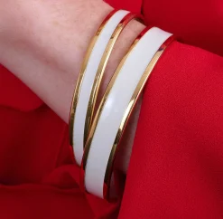Halcyon Days Enamel Bangles*Enamel Bangle In Cream & Gold |