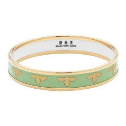 Halcyon Days Enamel Bangles*Enamel Bee Bangle In Meadow & Gold |