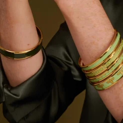 Halcyon Days Enamel Bangles*Enamel Bee Bangle In Meadow & Gold |