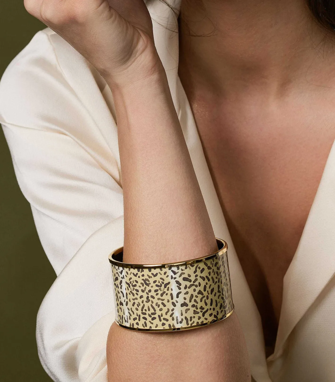 Halcyon Days Enamel Bangles*Enamel Cuff Bangle In Leopard Print |
