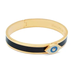 Halcyon Days Hinged Bangles*Evil Eye Midnight Blue & Gold Bangle |