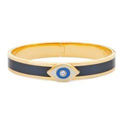 Halcyon Days Hinged Bangles*Evil Eye Midnight Blue & Gold Bangle |