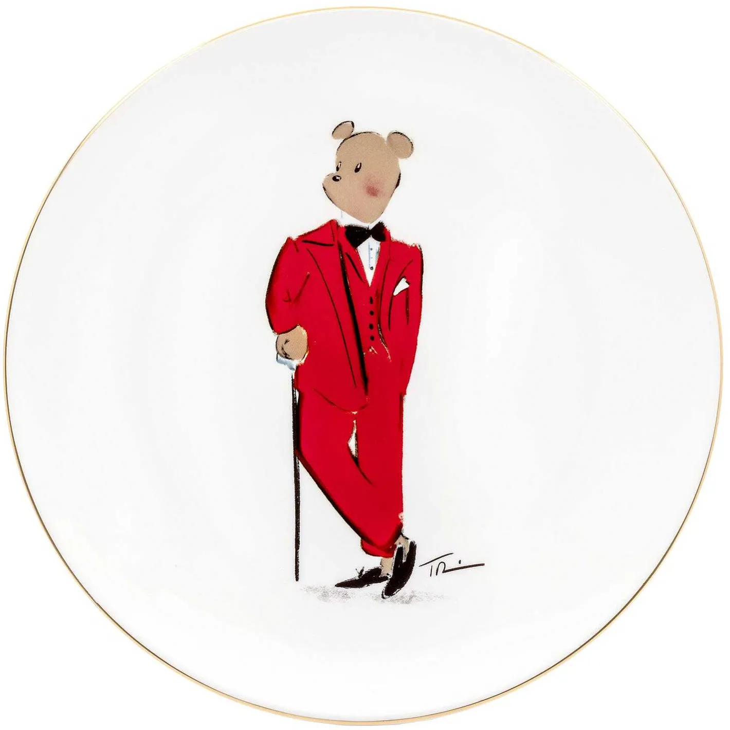 Halcyon Days Hal The Bear*Hal The Bear Coupe Plate, White |
