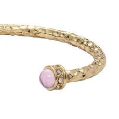 Halcyon Days Torque Bangles*Hammered Torque Rose Quartz & Gold Bangle