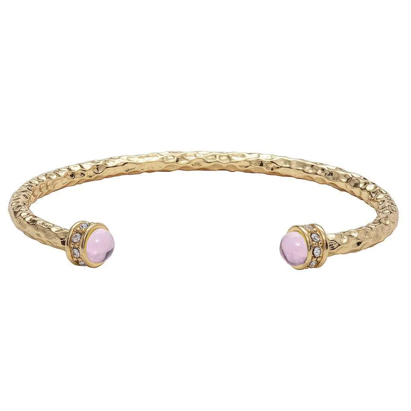 Halcyon Days Torque Bangles*Hammered Torque Rose Quartz & Gold Bangle