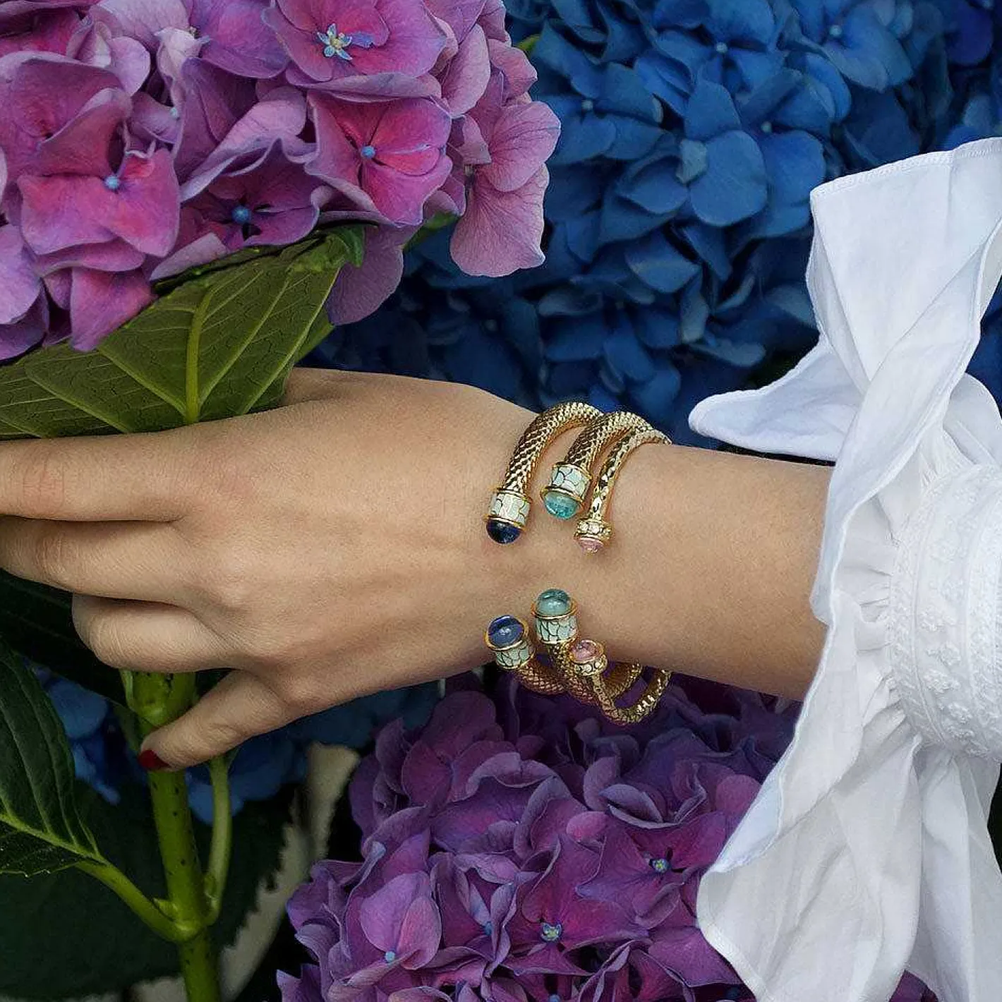 Halcyon Days Torque Bangles*Hammered Torque Rose Quartz & Gold Bangle