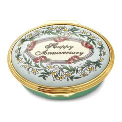 Halcyon Days Message & Occasions*Happy Anniversary Enamel Box |