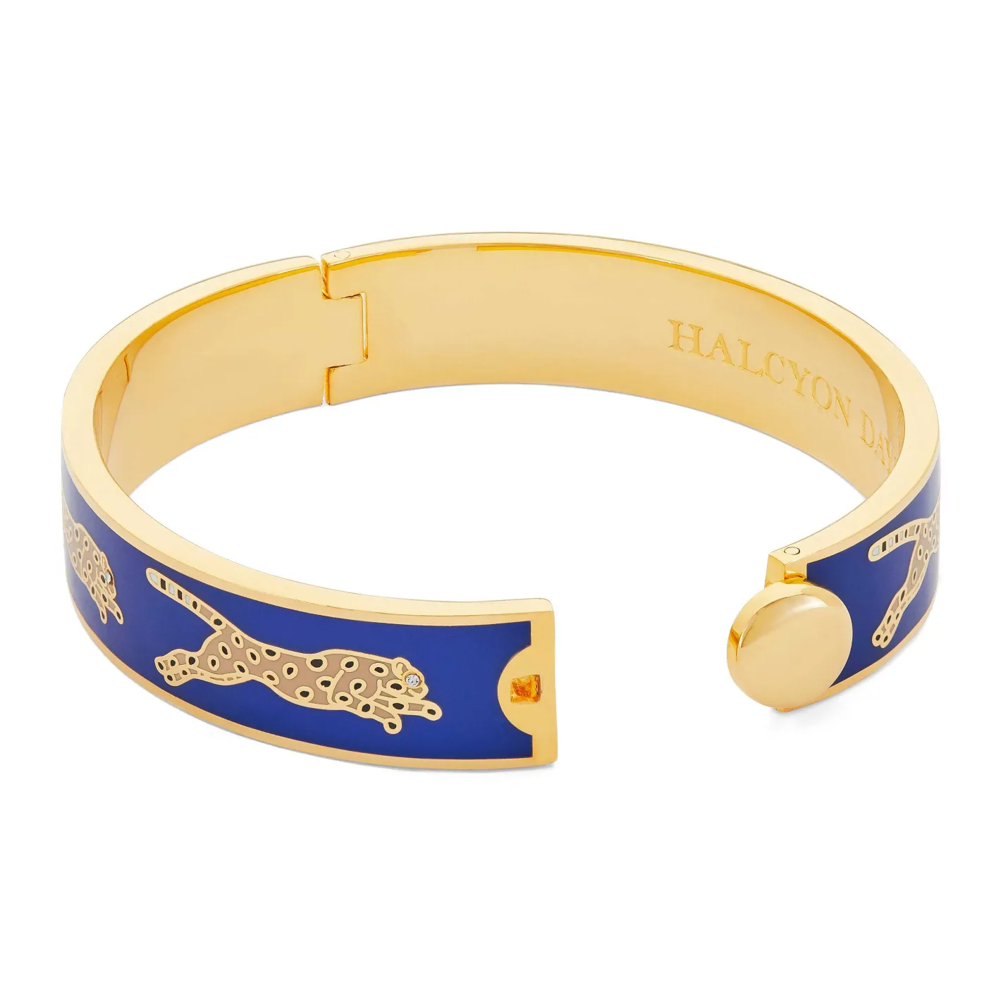 Halcyon Days Hinged Bangles*Leopard Cobalt & Gold Bangle |