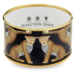 Halcyon Days Enamel Bangles*Leopard Enamel Cuff Bangle Black & Gold |