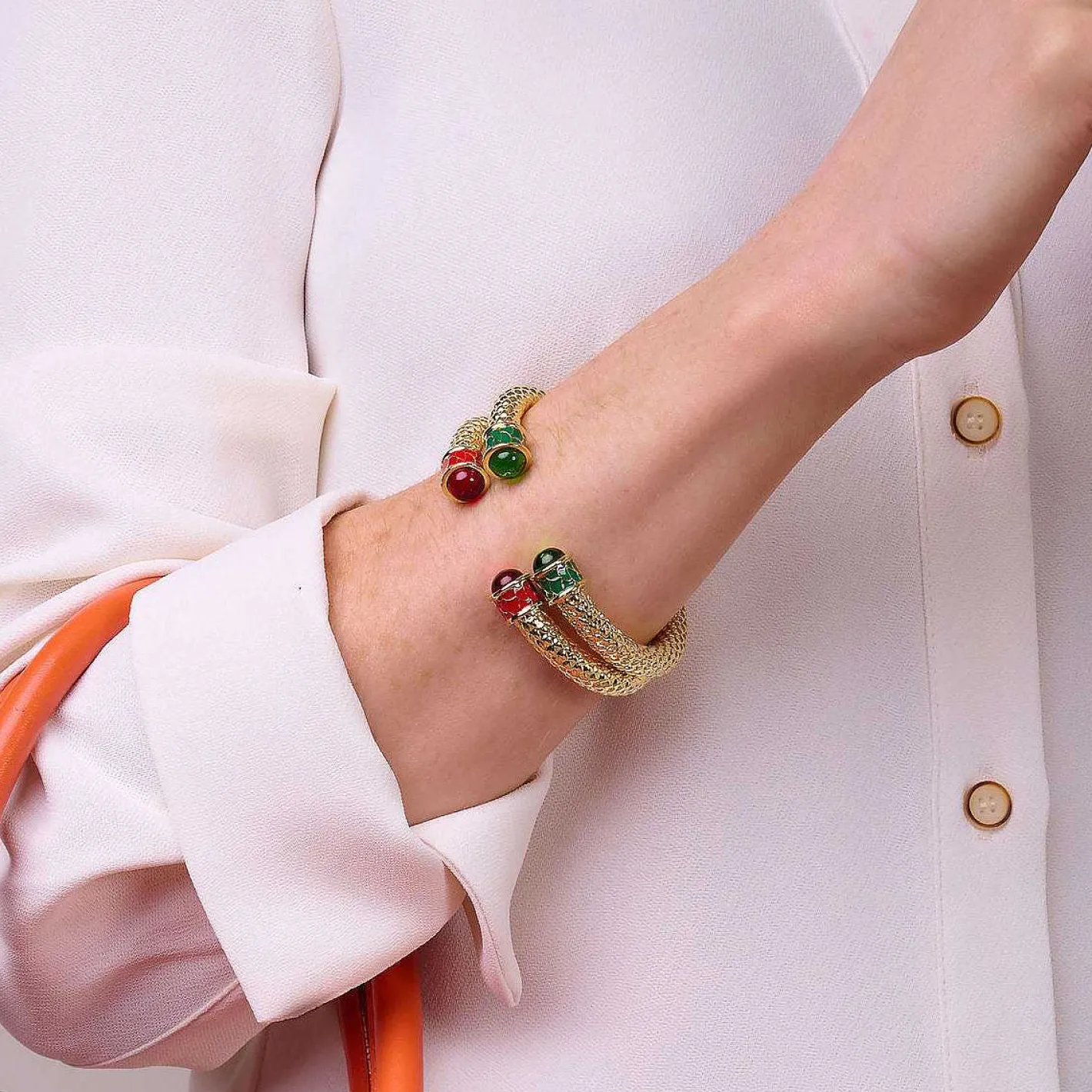 Halcyon Days Torque Bangles*Minoan Torque Emerald & Gold Bangle