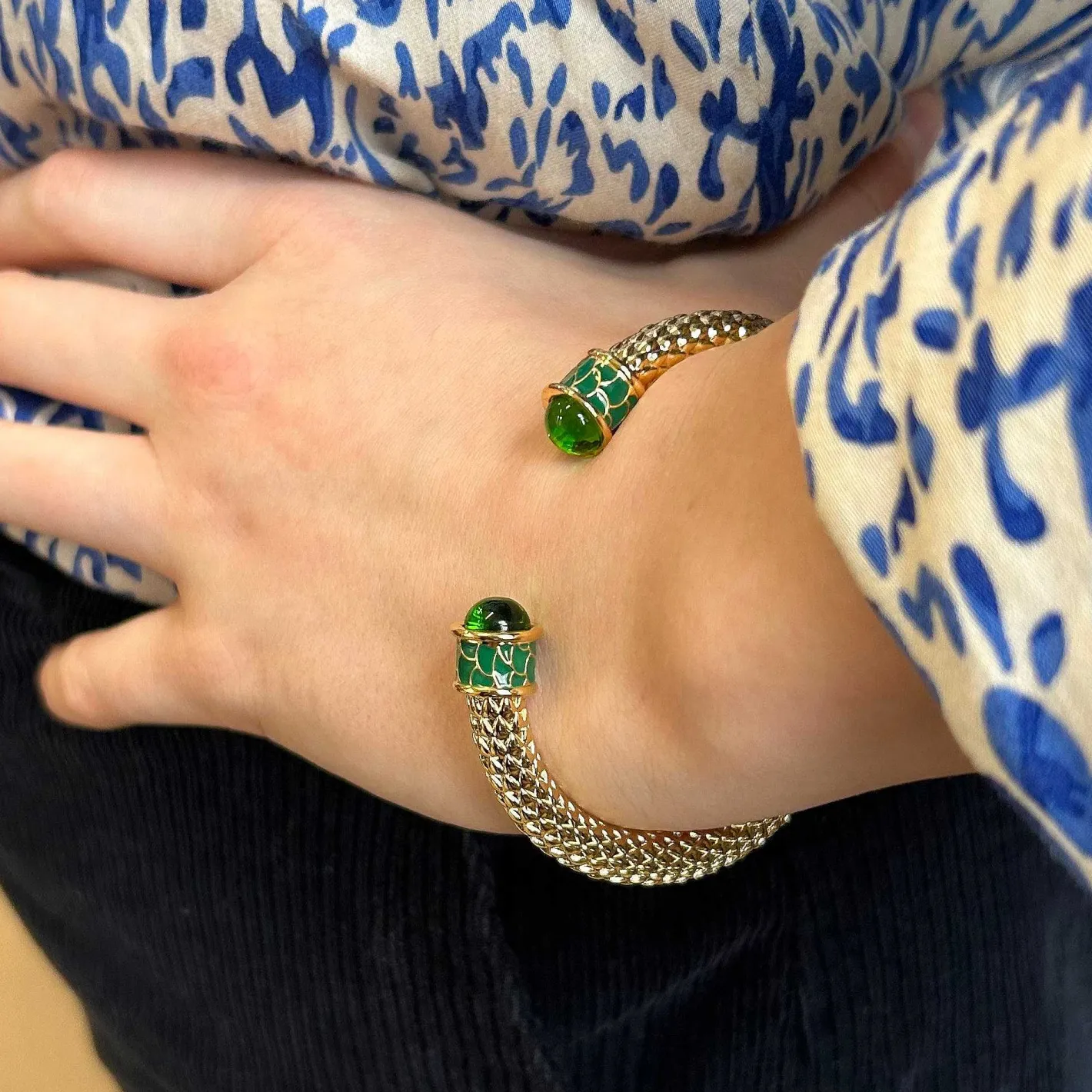 Halcyon Days Torque Bangles*Minoan Torque Emerald & Gold Bangle
