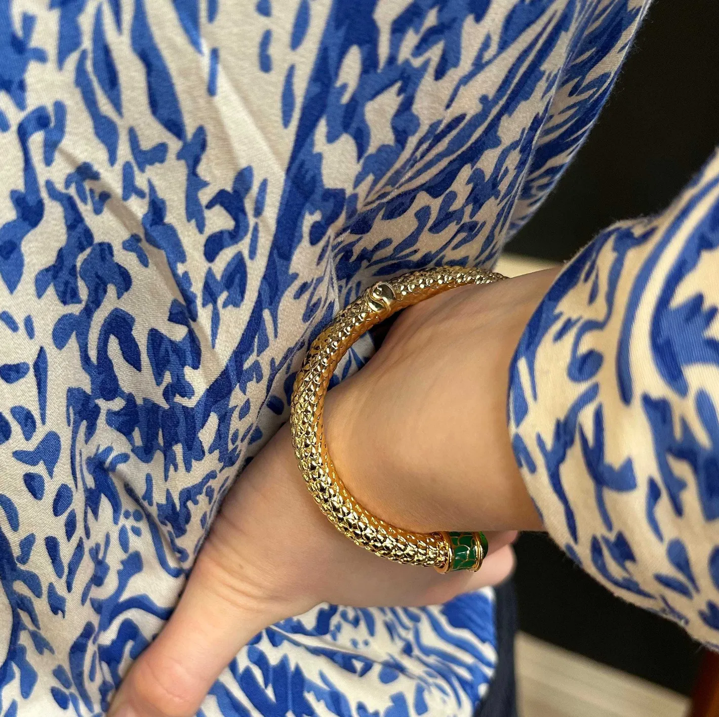 Halcyon Days Torque Bangles*Minoan Torque Emerald & Gold Bangle