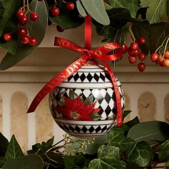 Halcyon Days Baubles*Parterre Black With Poinsettia Bauble |