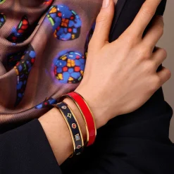 Halcyon Days Enamel Bangles*Red & Gold Enamel Bangle |