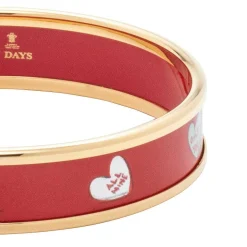 Halcyon Days Enamel Bangles*Red & Gold Love Hearts Enamel Bangle |
